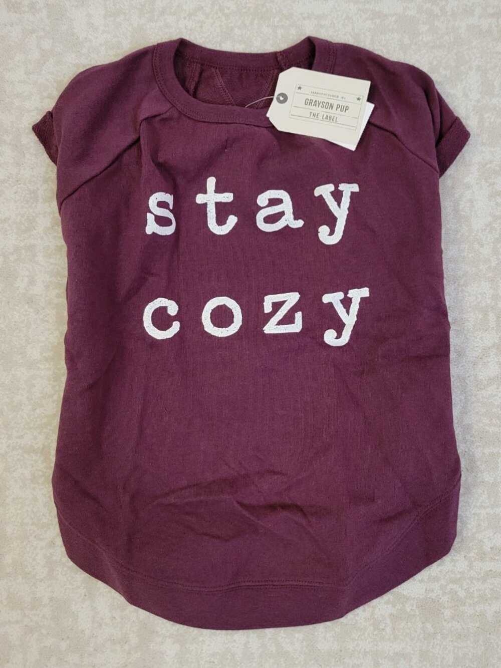 Grayson Pup The Label Stay Cozy Dog Sweater Large Maroon White Brand New